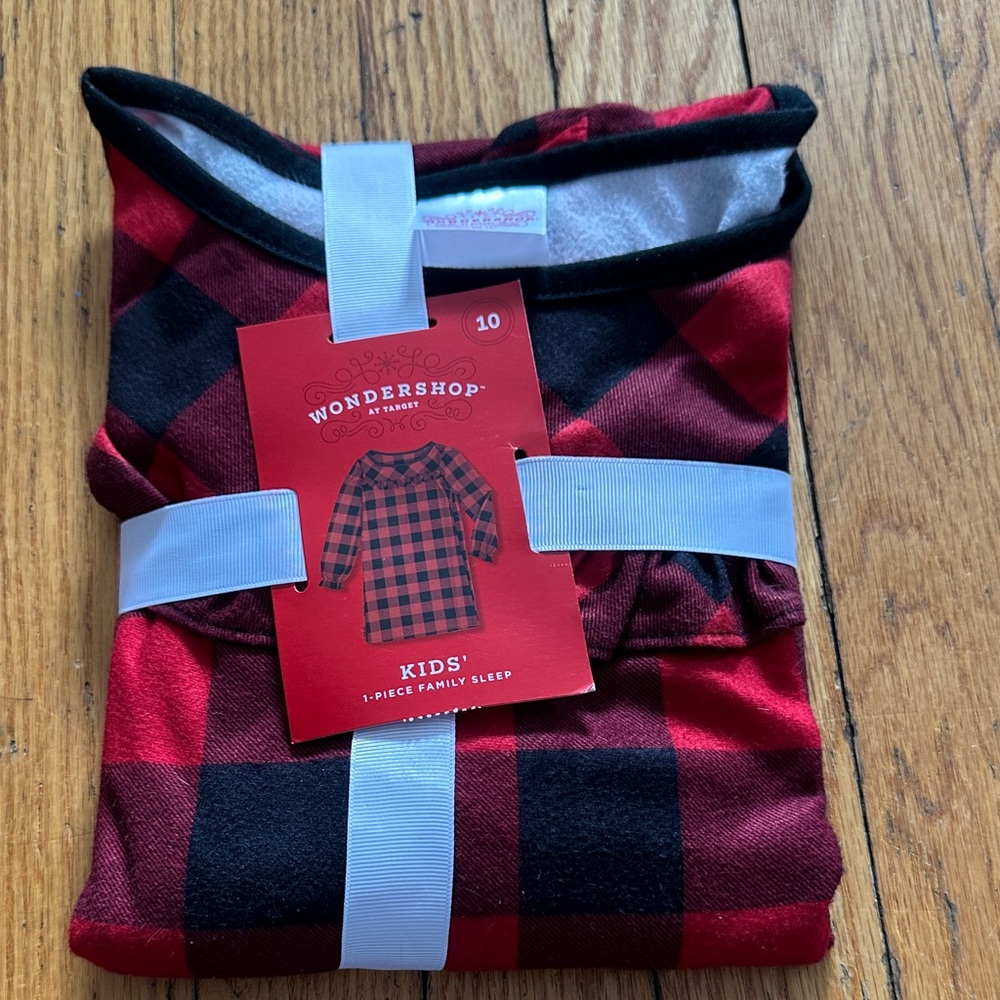 Wondershop GIRLS Red and Black Plaid Pajama Nightie one piece pj SIZE 10 holiday
